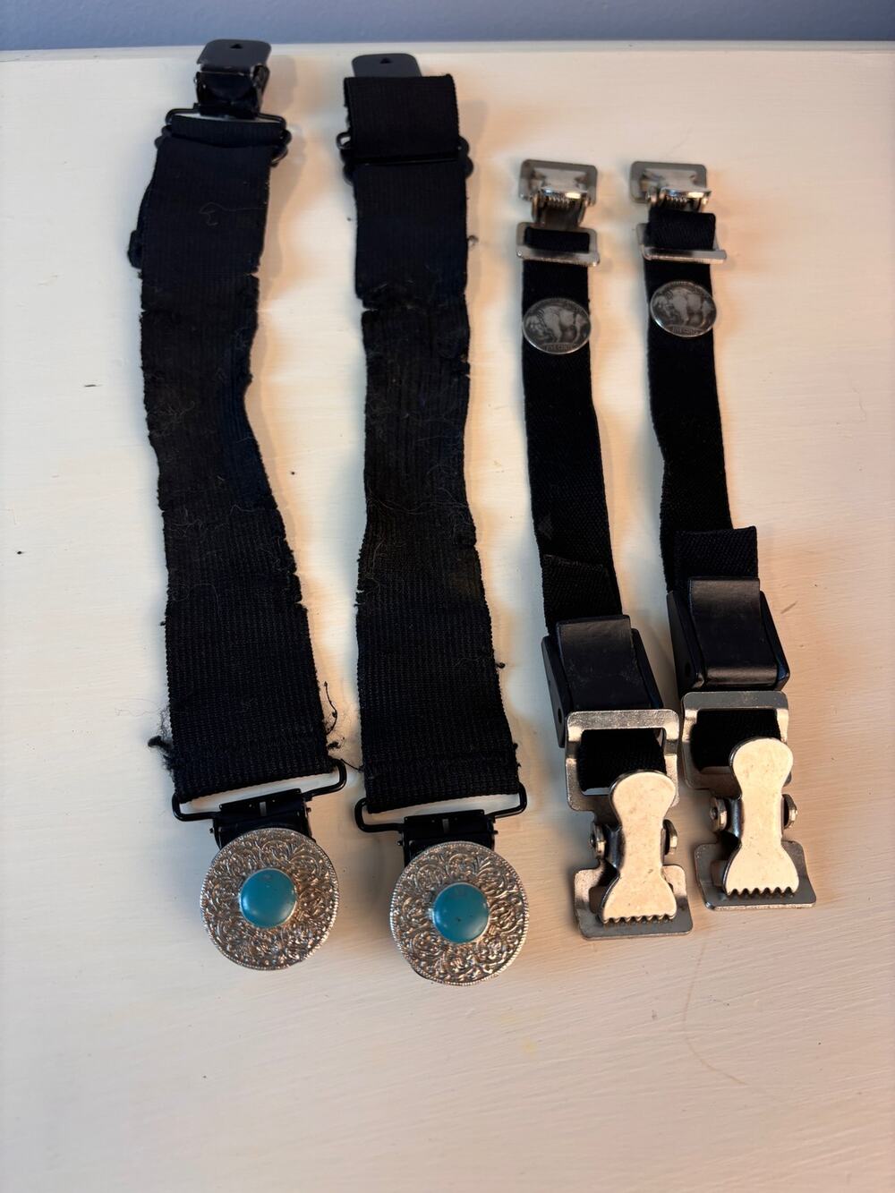 Motorcycle Biker Boot Straps Lickers Set of 2 Faarken Turquoise- Buffalo Nickel